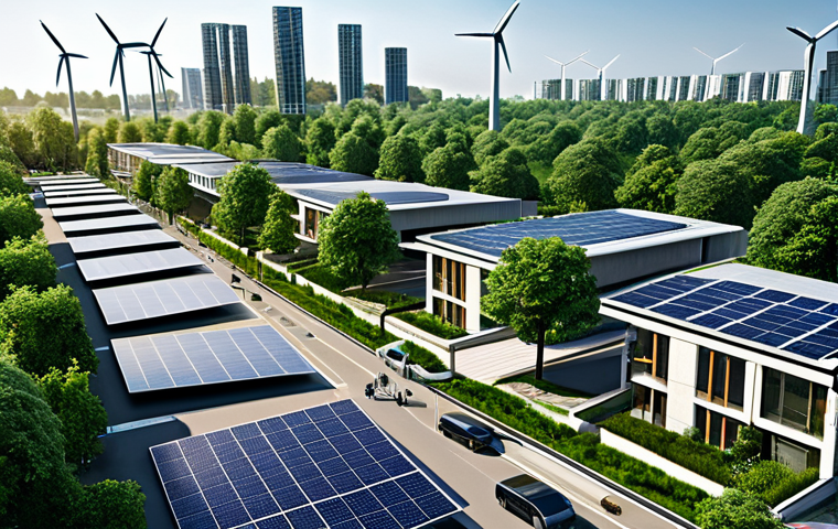Sustainable Cityscape**

"A futuristic cityscape with lush green spaces integrated into modern architecture, solar panels on rooftops, wind turbines in the distance, electric vehicles on clean streets, fully clothed pedestrians, abundant trees and vegetation, promoting sustainability, safe for work, appropriate content, professional, modest, family-friendly, perfect anatomy, natural proportions, professional photography, high quality."

**