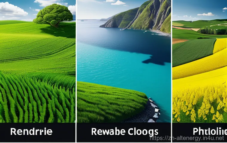 대체에너지 기술 개발 동향 - Here are three detailed image generation prompts in English, inspired by the provided text, focusing...