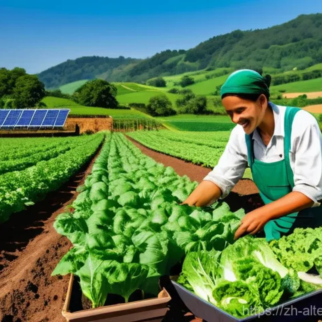 농업용 태양광 시스템 - **Prompt 1: "Harvesting Sunshine and Greens"**
    A wide-angle, vibrant photograph showcasing a mod...