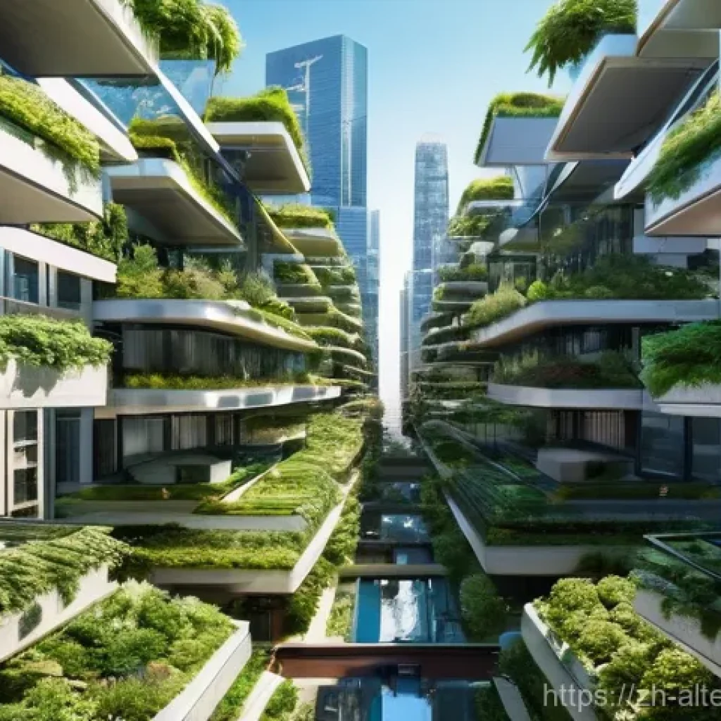 지속 가능한 에너지 - **Prompt:** A futuristic, eco-conscious city bathed in warm, optimistic daylight. Skyscrapers are ad...