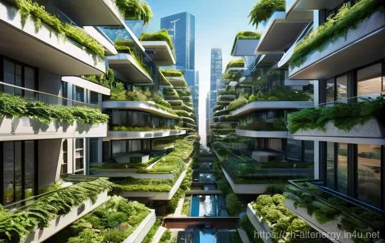 지속 가능한 에너지 - **Prompt:** A futuristic, eco-conscious city bathed in warm, optimistic daylight. Skyscrapers are ad...