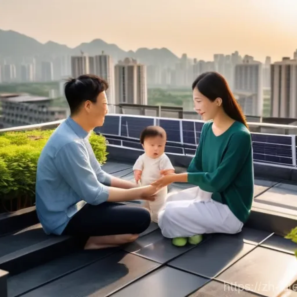 태양광 발전 투자 수익률 - **Prompt: "A heartwarming and bright scene featuring a modern Chinese family – a mother, father, and...