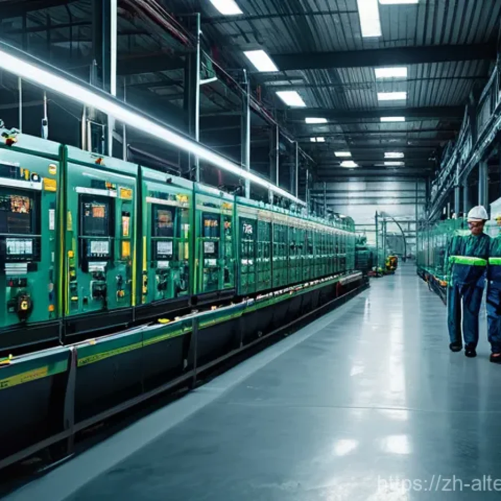 에너지 효율적인 산업 기계 - **Prompt:** A visually striking split image depicting the transformation of industrial energy use. O...