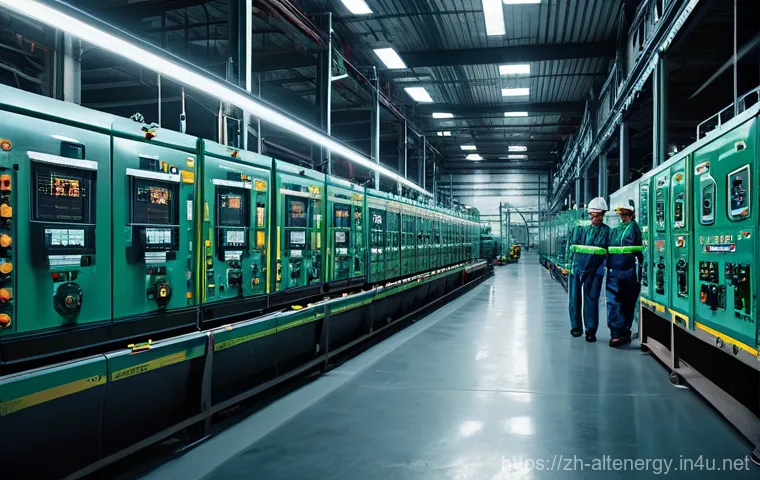 에너지 효율적인 산업 기계 - **Prompt:** A visually striking split image depicting the transformation of industrial energy use. O...