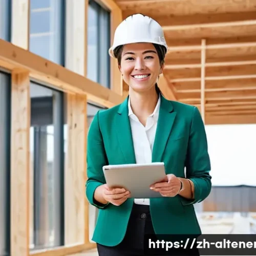 대체에너지로 인한 고용 창출 - **Green Building Architect at Sustainable Construction Site:**
    A professional, confident female ...