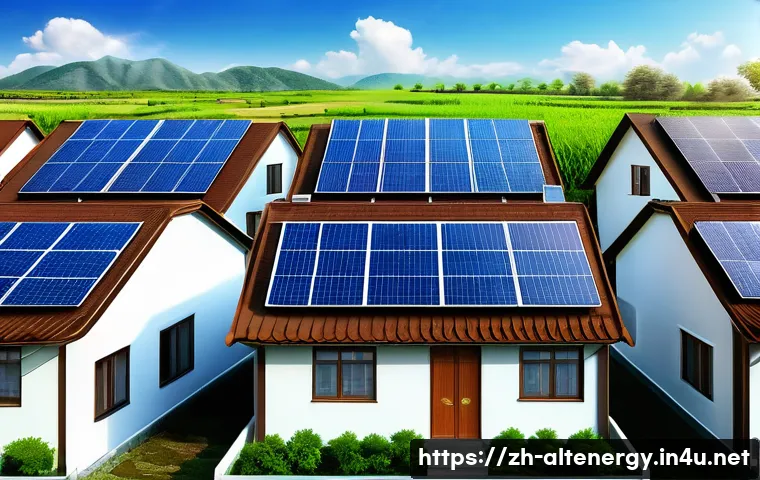 대체에너지의 시장 침투 - A modern solar-powered residential neighborhood in a Chinese countryside setting, featuring sleek hi...