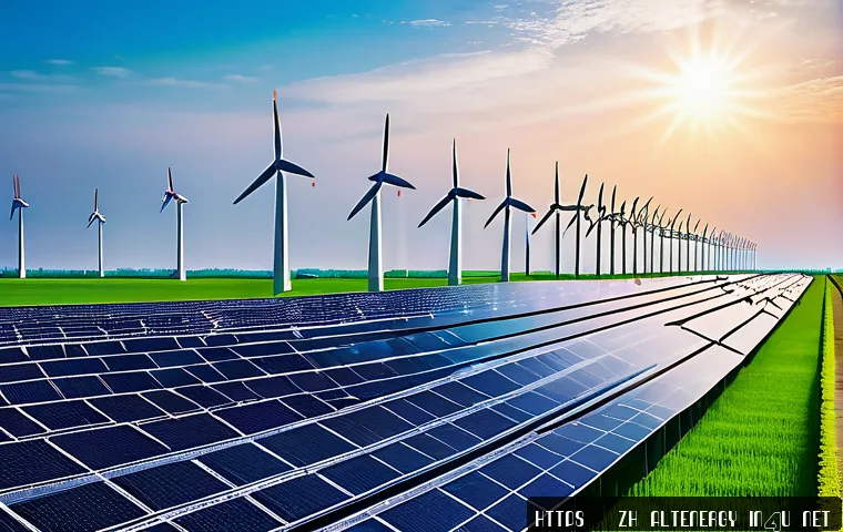 대체에너지 기업의 시장 가치 - A futuristic solar power plant scene in China, featuring rows of high-efficiency photovoltaic panels...