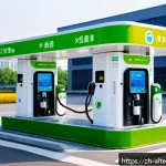 수소 충전소 설치 - A futuristic hydrogen refueling station located at a busy urban traffic hub, featuring multiple high...