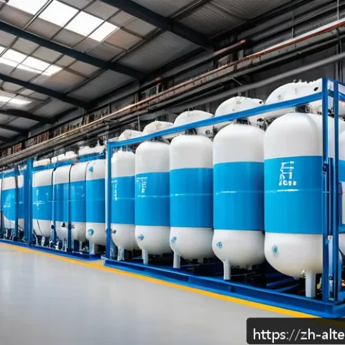 수소 에너지 저장 기술 - A futuristic hydrogen storage facility showcasing advanced high-pressure gaseous hydrogen tanks made...